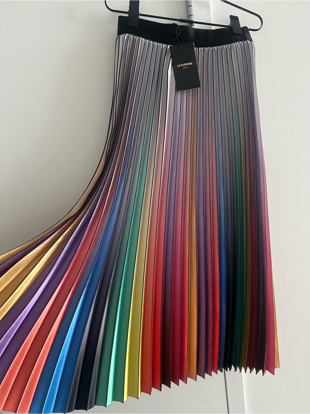 Le Superbe Rainbow Room Pleated Midi Skirt